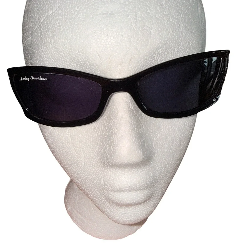 Vtg Harley-Davidson HDS 443 Sunglasses Black Wrap Biker Y2K Motorcycle Eyewear